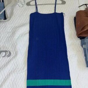 KHAITE Blue and Green Striped Pencil Dress